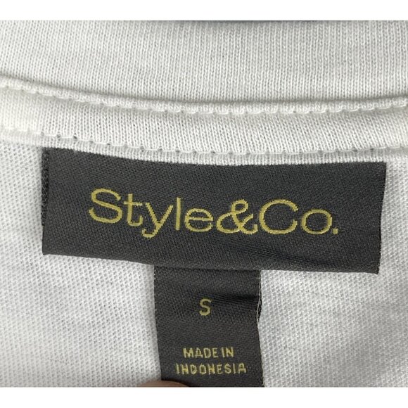 Style & Co Womens Small / Medium (See Measurements) Perf Tee White Graphic Tee - Picture 8 of 9